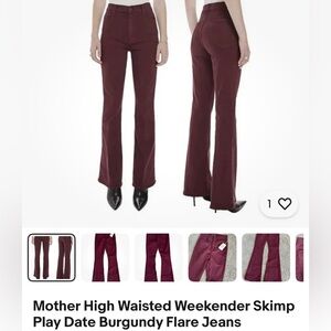 MOTHER High Waisted Burgundy Flare Pants Size 30